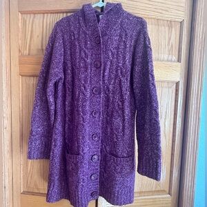 L.L. Bean Women's Plum Button-Up Cardigan